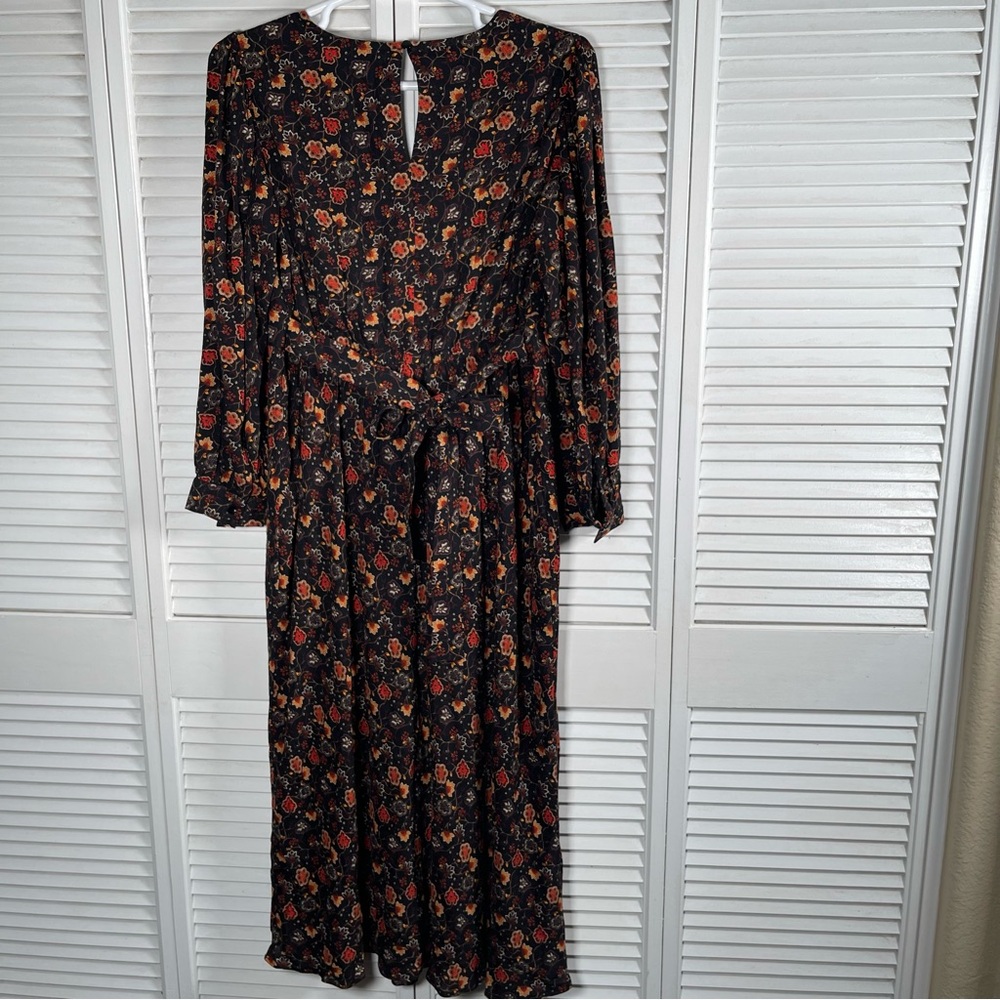 Lane Bryant Floral Maxi Dress Black Fall Print Long Sleeve Size 14 - Picture 8 of 15